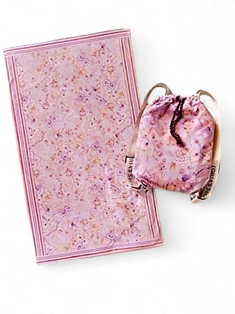 NWOT Victoria's Secret 2in1 Packable Towel Backpack Purple/Gold Boho Floral